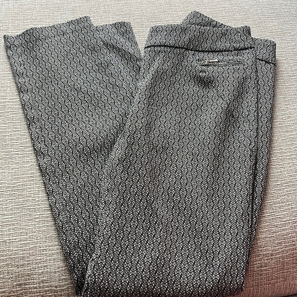 Black and white patterned dress pants